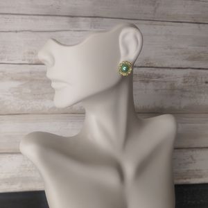 Light Green Round Studded Earrings